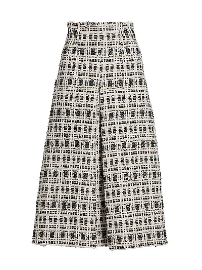 Pleated Tweed Midi-Skirt
