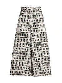 Pleated Tweed Midi-Skirt