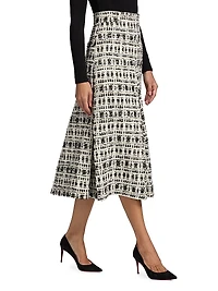 Pleated Tweed Midi-Skirt
