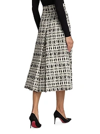 Pleated Tweed Midi-Skirt