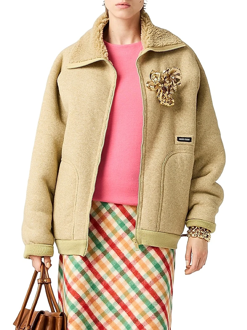 Cotton Fleece Zipper Blouson Jacket