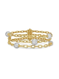 DY Madison Pavé Bead Multi Row Chain Bracelet 18K Yellow Gold