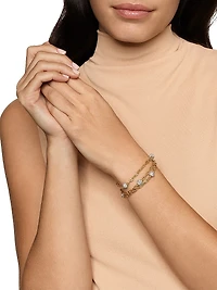 DY Madison Pavé Bead Multi Row Chain Bracelet 18K Yellow Gold