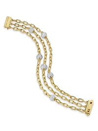 DY Madison Pavé Bead Multi Row Chain Bracelet 18K Yellow Gold