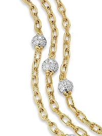 DY Madison Pavé Bead Multi Row Chain Bracelet 18K Yellow Gold