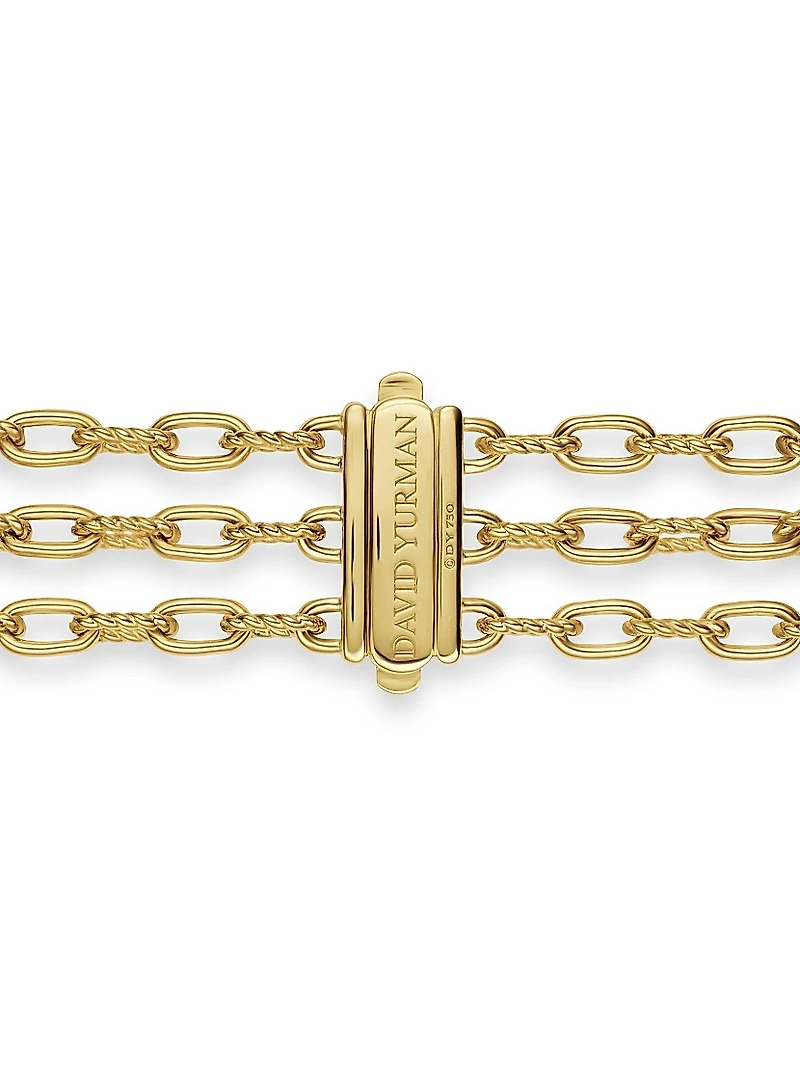 DY Madison Pavé Bead Multi Row Chain Bracelet 18K Yellow Gold