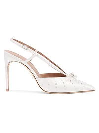 Moore 90MM Satin Embellished Slingback Pumps