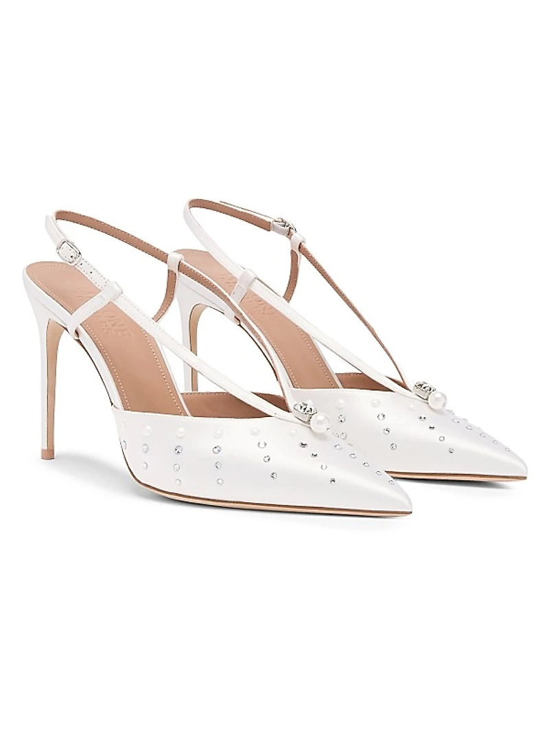Moore 90MM Satin Embellished Slingback Pumps