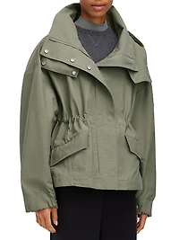 Olivine Hooded High-Low Oversized Jacket