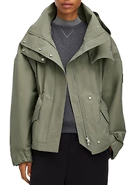 Olivine Hooded High-Low Oversized Jacket