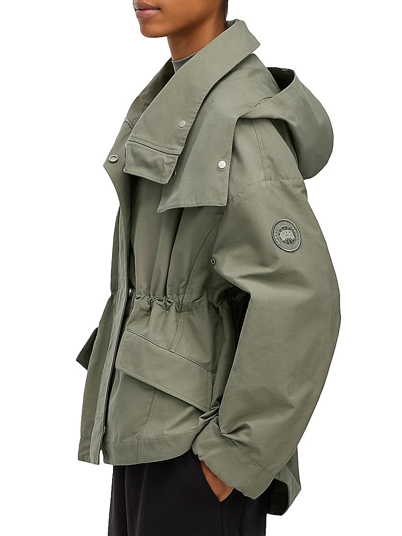 Olivine Hooded High-Low Oversized Jacket