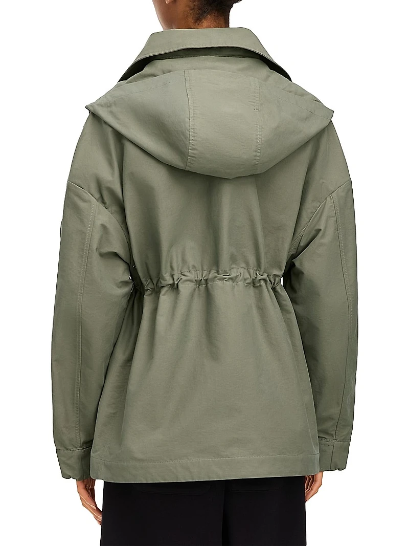 Olivine Hooded High-Low Oversized Jacket