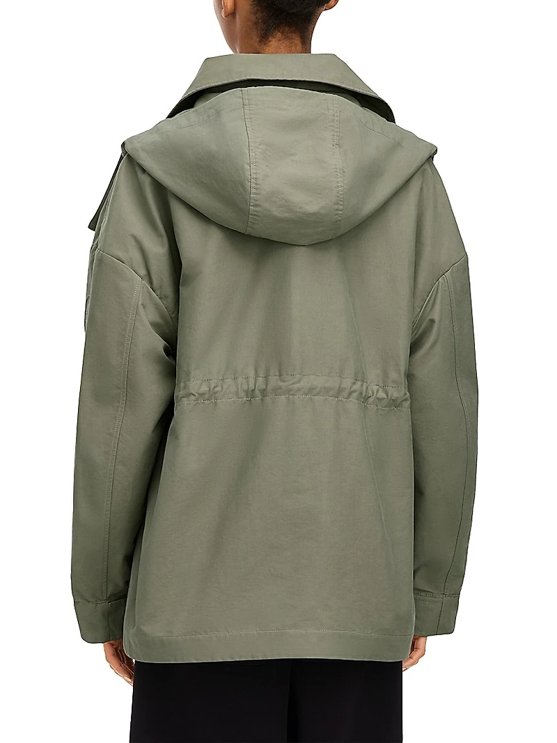 Olivine Hooded High-Low Oversized Jacket
