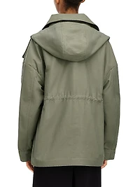 Olivine Hooded High-Low Oversized Jacket
