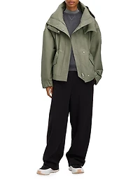 Olivine Hooded High-Low Oversized Jacket