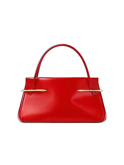 Medium Pinch Top Handle Bag in Leather