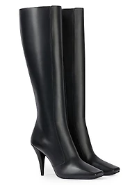 Sliced Square Boots Shiny Leather