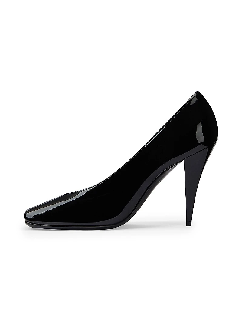 Sliced Square Pumps Patent Leather