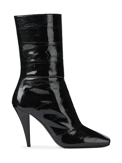 Sliced Square Ankle Boots Shiny Leather