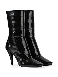 Sliced Square Ankle Boots Shiny Leather
