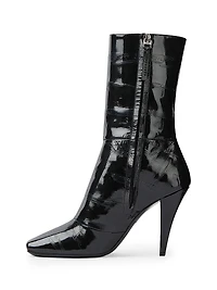 Sliced Square Ankle Boots Shiny Leather