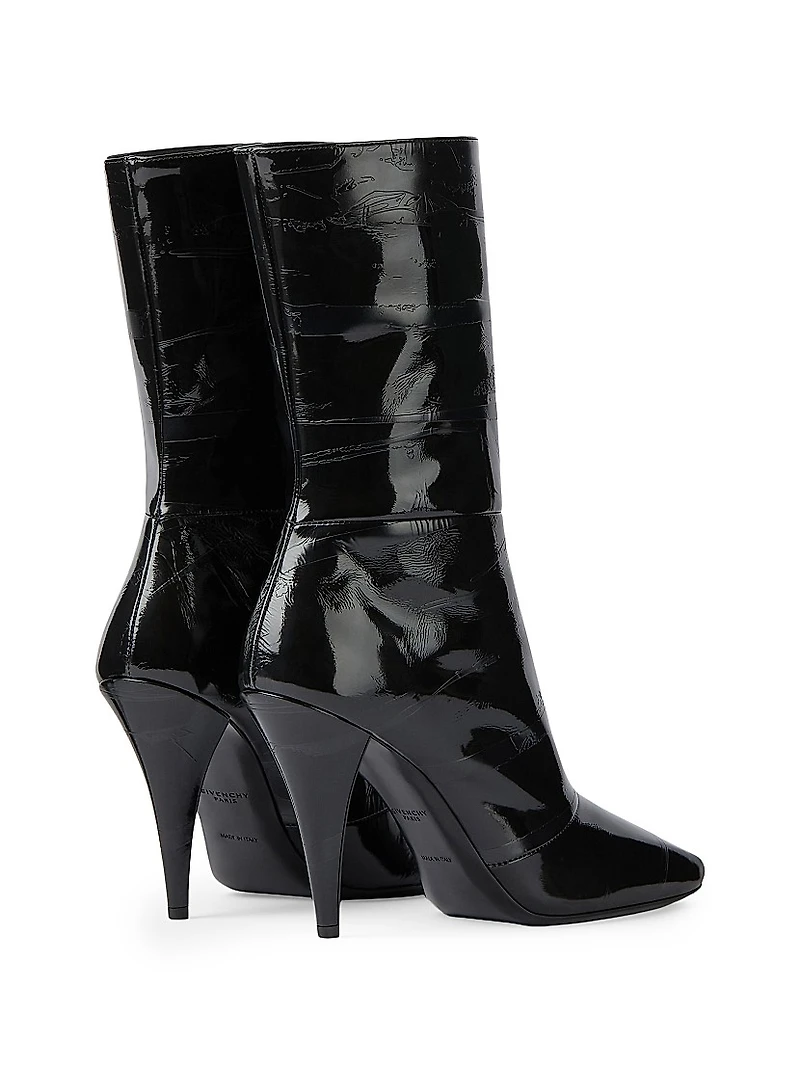 Sliced Square Ankle Boots Shiny Leather