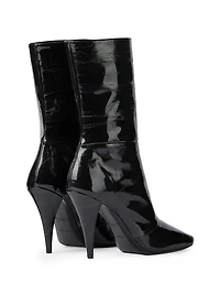 Sliced Square Ankle Boots Shiny Leather