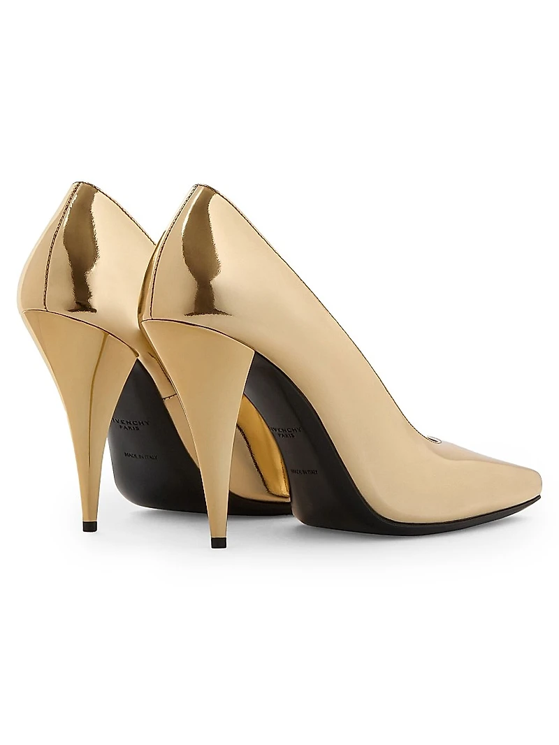 Sliced Square Pumps Mirror Effect Leather