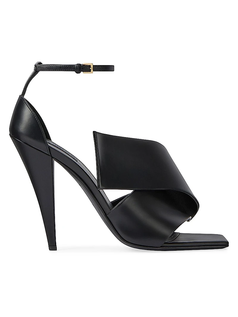 Sliced Square Heeled Sandals Leather