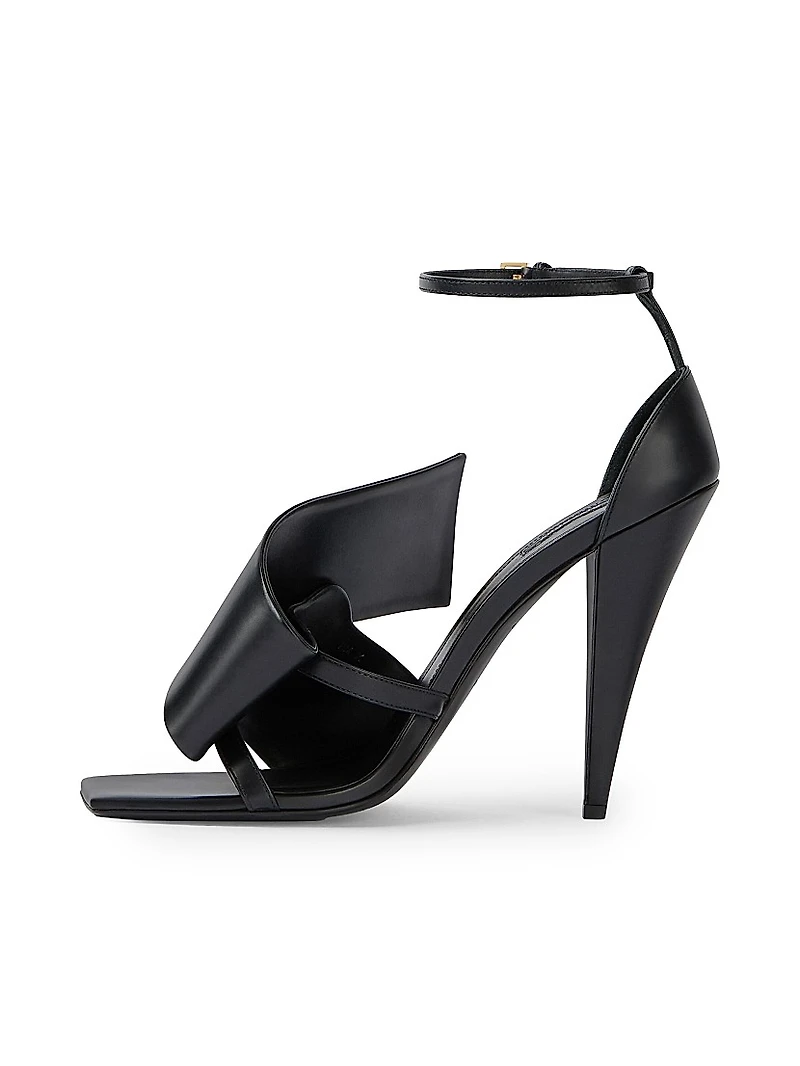 Sliced Square Heeled Sandals Leather