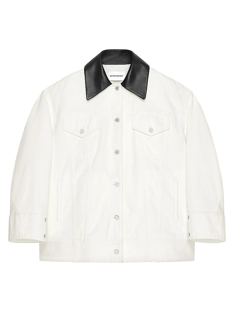Jacket Denim with Leather Collar