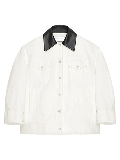 Jacket Denim with Leather Collar