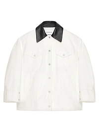 Jacket Denim with Leather Collar