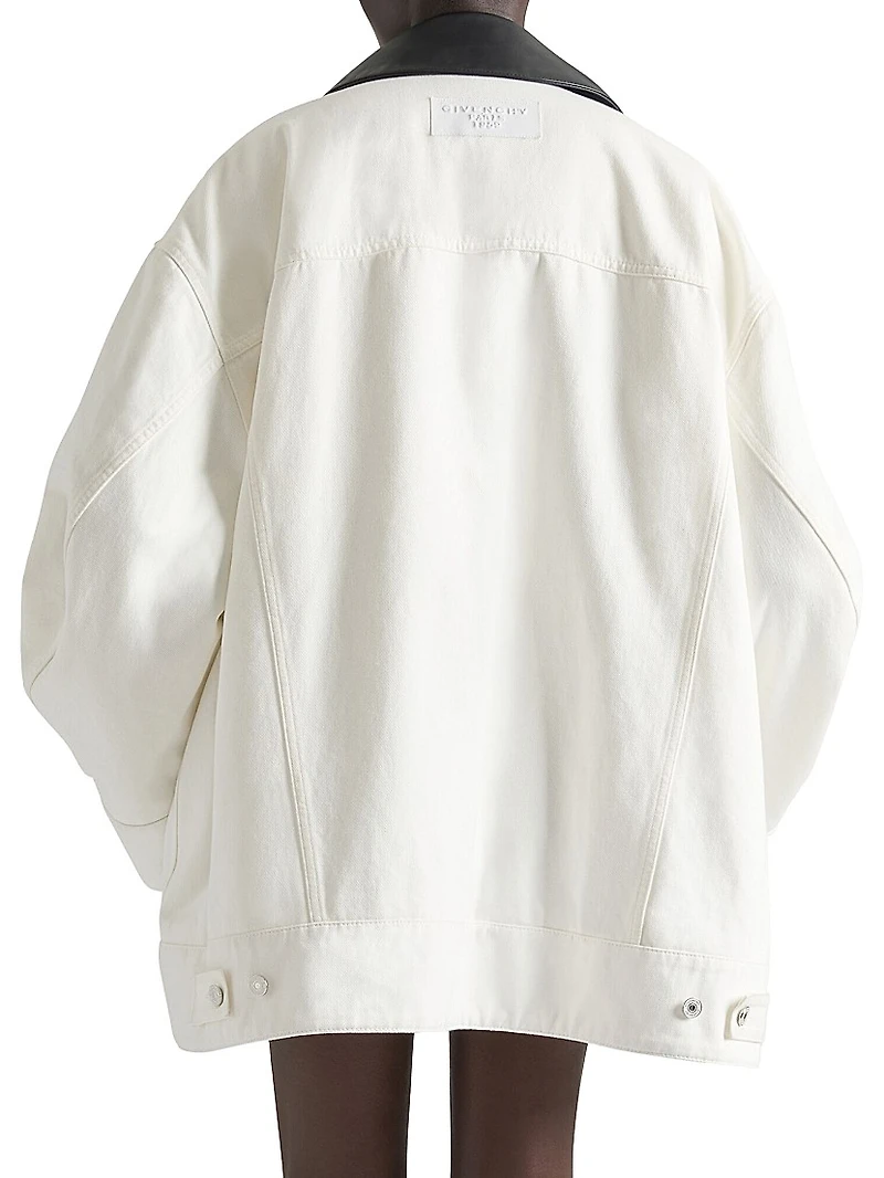 Jacket Denim with Leather Collar