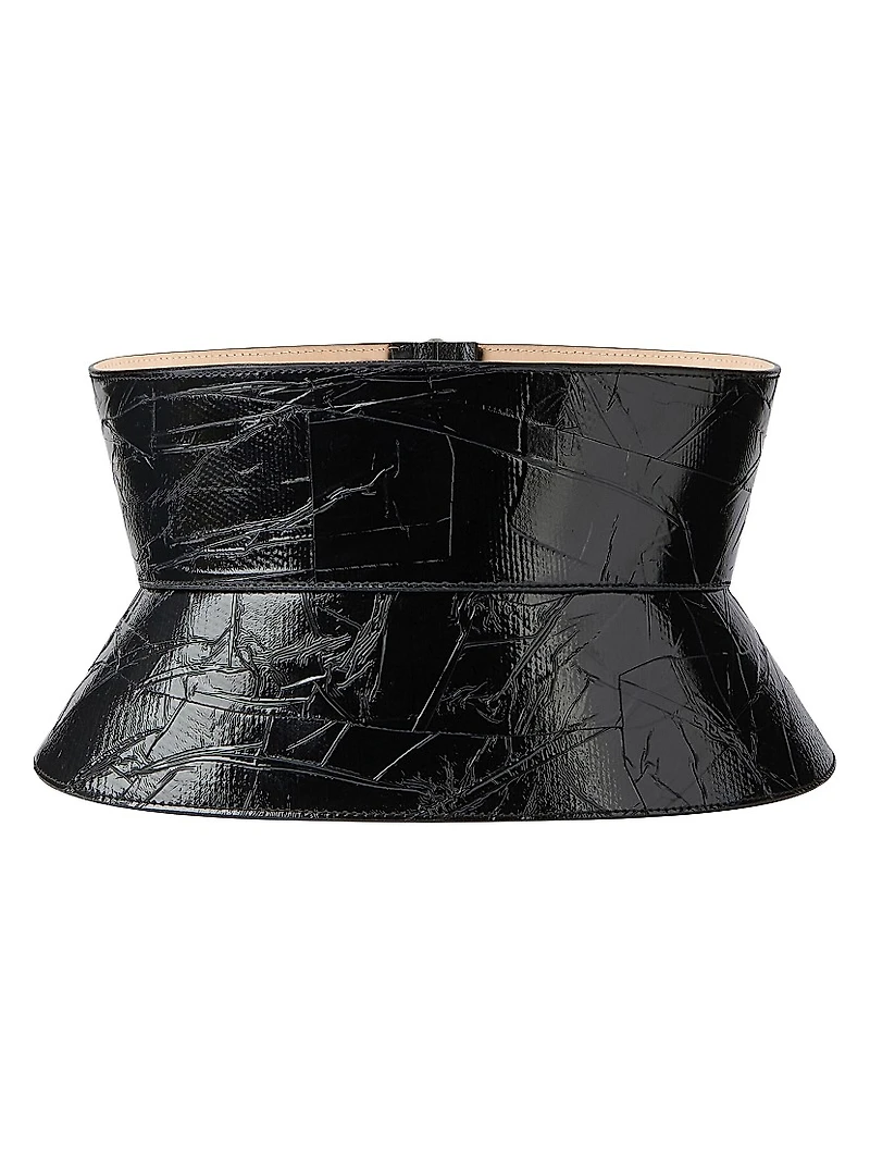 Corset Belt Nappa Leather with Tape Print