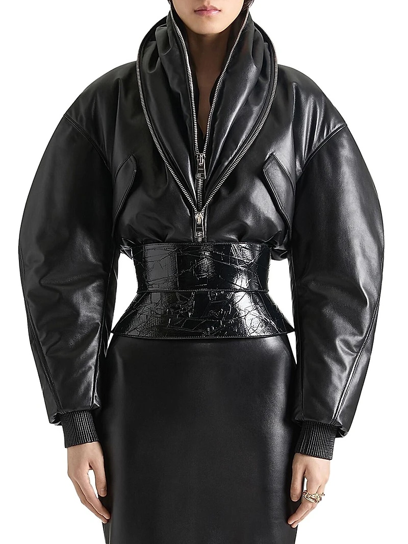 Corset Belt Nappa Leather with Tape Print