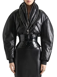 Corset Belt Nappa Leather with Tape Print