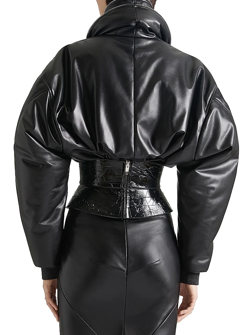 Corset Belt Nappa Leather with Tape Print