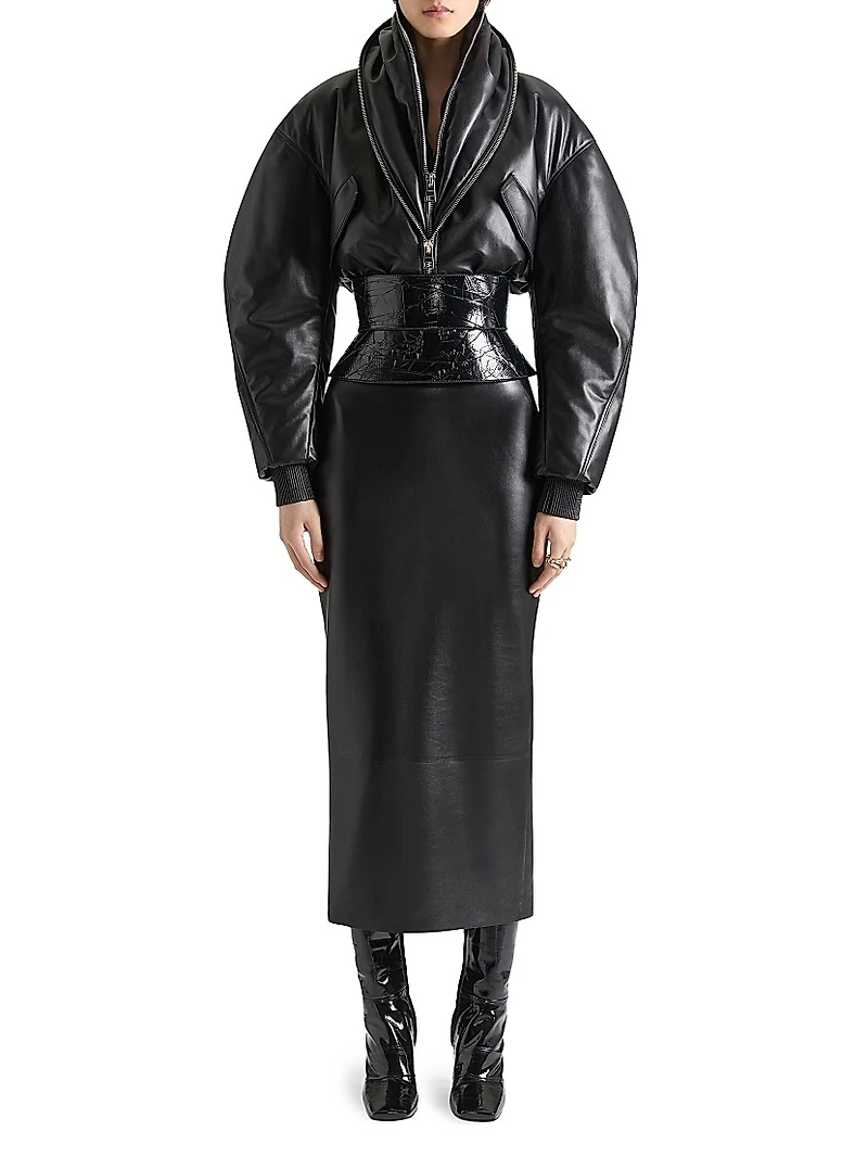 Corset Belt Nappa Leather with Tape Print