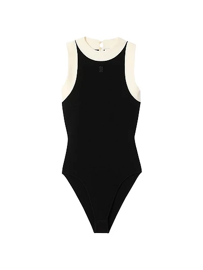 Two-Tone Knit Bodysuit