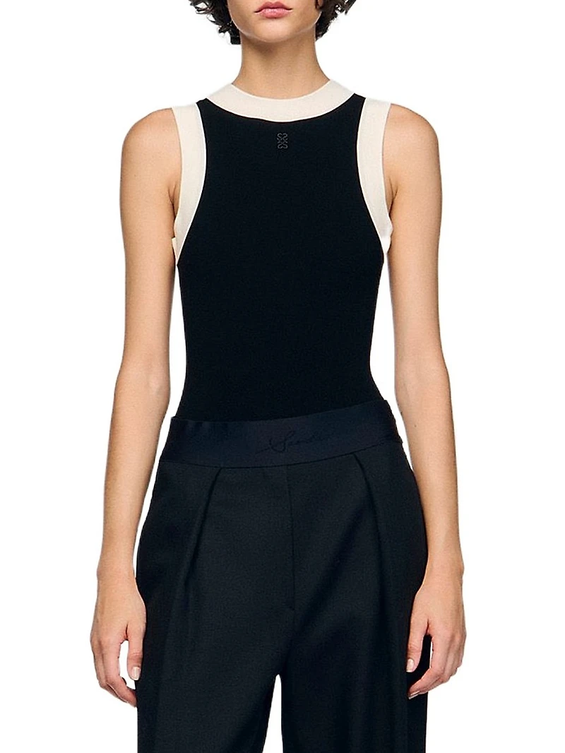 Two-Tone Knit Bodysuit