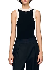 Two-Tone Knit Bodysuit