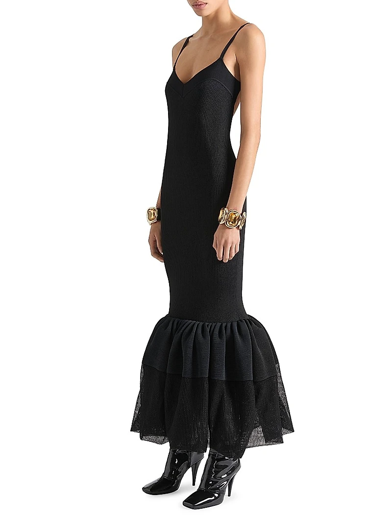 Knitted Dress with Ruffles at the Bottom