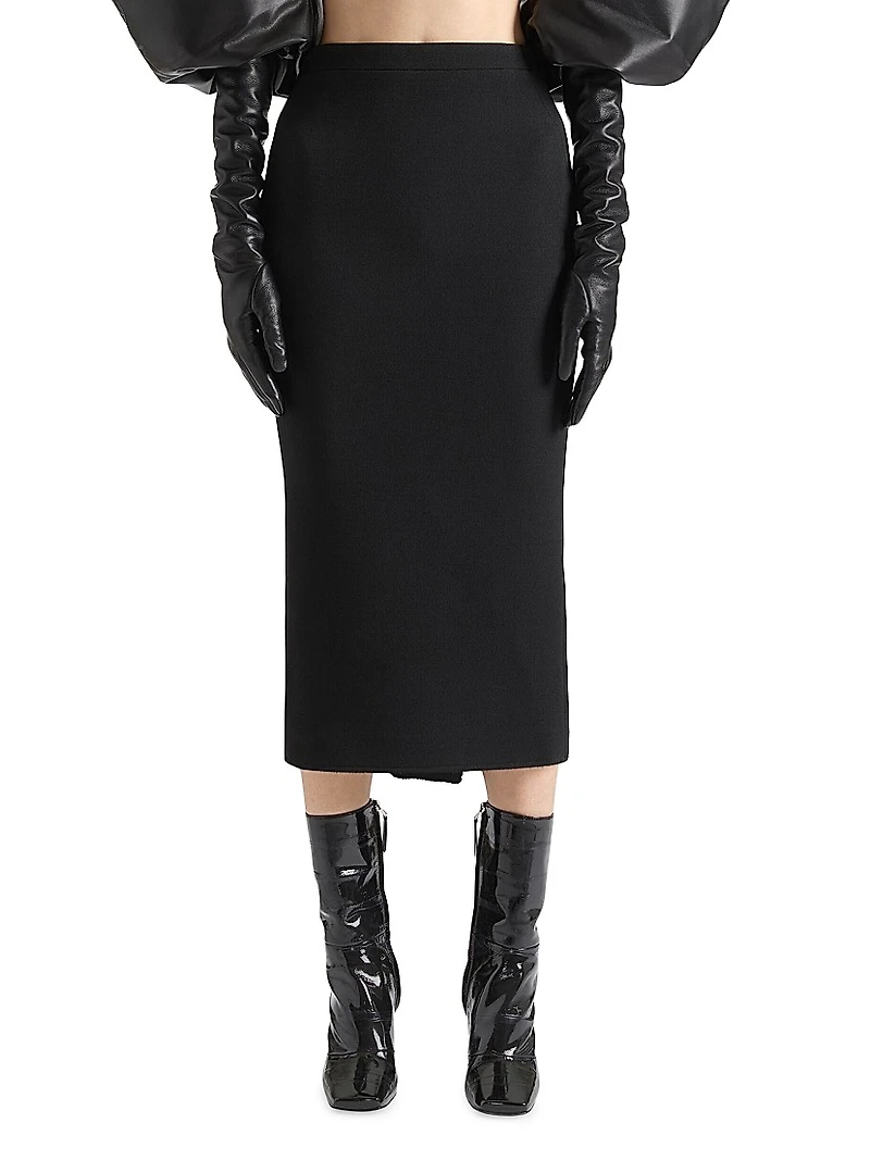 Midi Skirt Crepe with Pleated Back