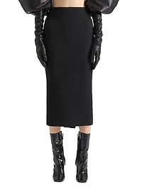 Midi Skirt Crepe with Pleated Back