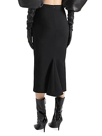 Midi Skirt Crepe with Pleated Back