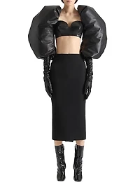 Midi Skirt Crepe with Pleated Back