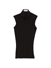 Romy Sleeveless Turtleneck Sweater Merino Wool Rib