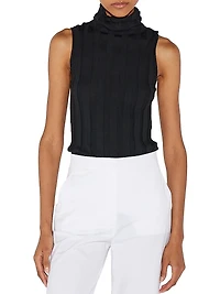 Romy Sleeveless Turtleneck Sweater Merino Wool Rib