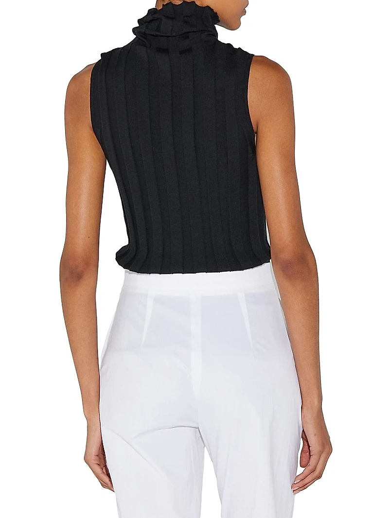 Romy Sleeveless Turtleneck Sweater Merino Wool Rib